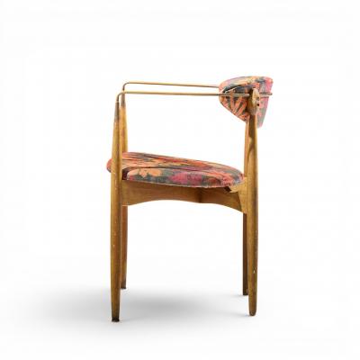 Dan Johnson Dan Johnson for Selig Viscount Mid Century Brass and Walnut Chair
