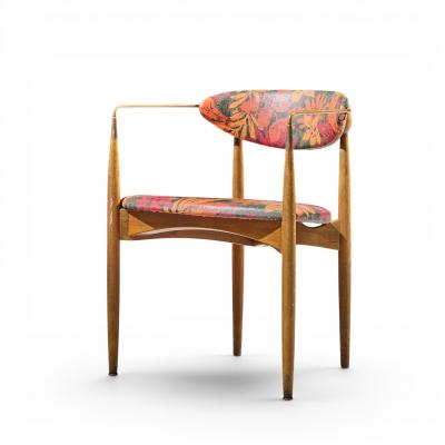 Dan Johnson Dan Johnson for Selig Viscount Mid Century Brass and Walnut Chair