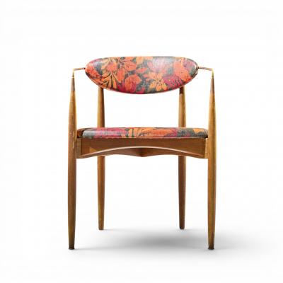 Dan Johnson Dan Johnson for Selig Viscount Mid Century Brass and Walnut Chair