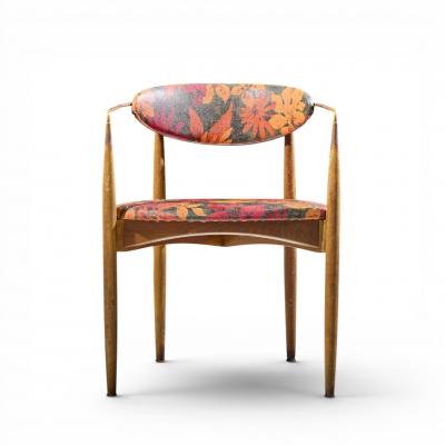 Dan Johnson Dan Johnson for Selig Viscount Mid Century Brass and Walnut Chair Pair