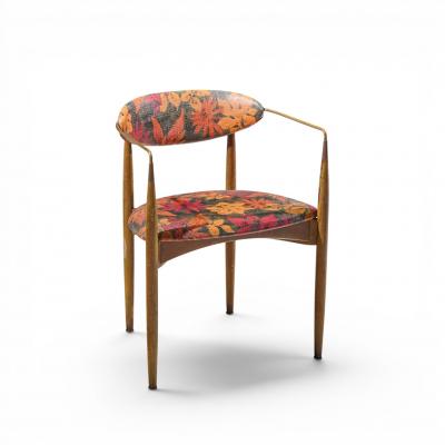 Dan Johnson Dan Johnson for Selig Viscount Mid Century Brass and Walnut Chair Pair