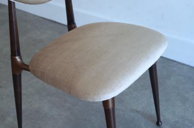 Dan Johnson Set of Four Dining Chairs in Chenille and Bronze by Dan Johnson C 1950s
