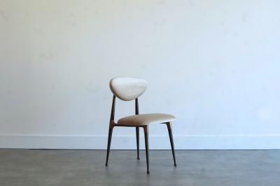 Dan Johnson Set of Four Dining Chairs in Chenille and Bronze by Dan Johnson C 1950s