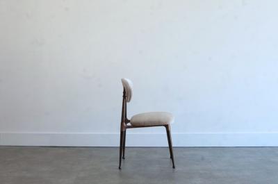 Dan Johnson Set of Four Dining Chairs in Chenille and Bronze by Dan Johnson C 1950s