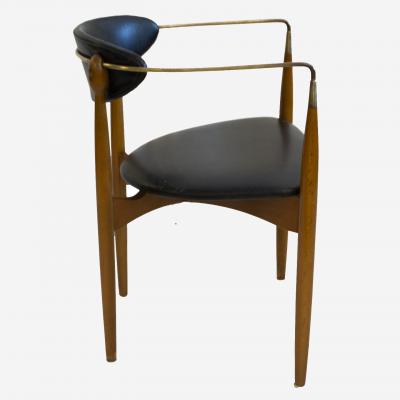 Dan Johnson Walnut and Brass Viscount Chair by Selig