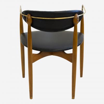 Dan Johnson Walnut and Brass Viscount Chair by Selig