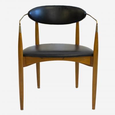 Dan Johnson Walnut and Brass Viscount Chair by Selig