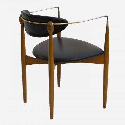 Dan Johnson Walnut and Brass Viscount Chair by Selig