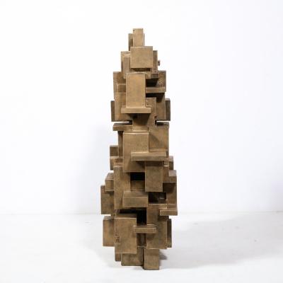 Dan Schneiger Modernist Isometric Grid Sculpture in Patented Gold Finish by Dan Schneiger