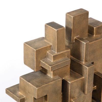 Dan Schneiger Modernist Isometric Grid Sculpture in Patented Gold Finish by Dan Schneiger