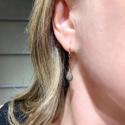 Dana Kellin Dana Kellin Diamond Rosebud Drop Gold Chain Dangle Earrings