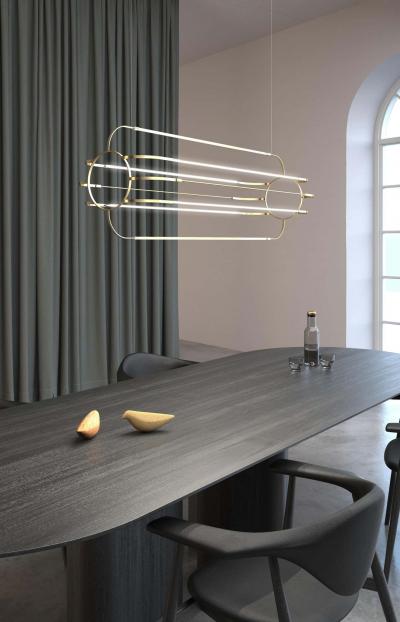 Daniel Becker Large Daniel Becker Charlotte Brass Sculptural Chandelier