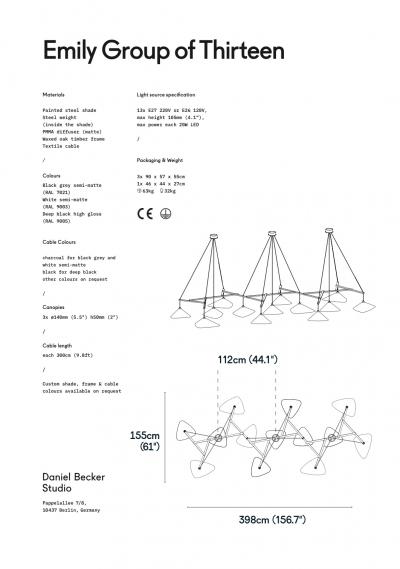 Daniel Becker Monumental Daniel Becker Emily 13 Chandelier in Matte Anthracite Oak Frame