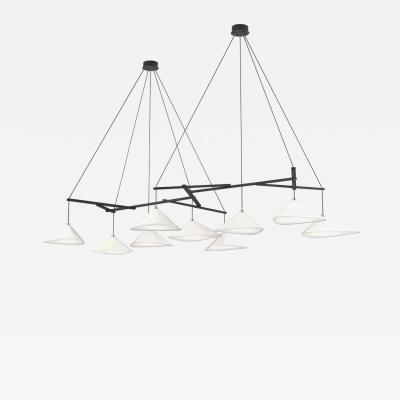 Daniel Becker Monumental Daniel Becker Emily 9 Chandelier in Matte White with Black Frame