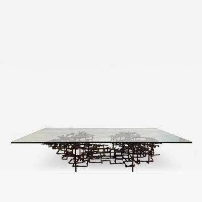 Daniel Gluck Brutalist Sculptural Coffee Table Mid Century Modern Bronze