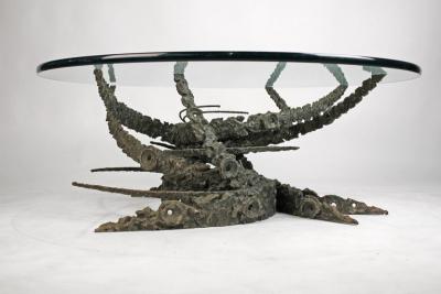 Daniel Gluck Cast and Welded Sculptural Bronze Round Swirl Coffee Table by Daniel Gluck