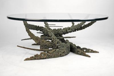 Daniel Gluck Cast and Welded Sculptural Bronze Round Swirl Coffee Table by Daniel Gluck
