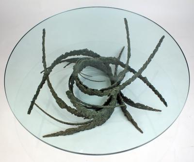 Daniel Gluck Cast and Welded Sculptural Bronze Round Swirl Coffee Table by Daniel Gluck