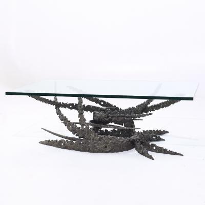 Daniel Gluck Daniel Gluck Mid Century Bronze Brutalist Swirl Coffee Table