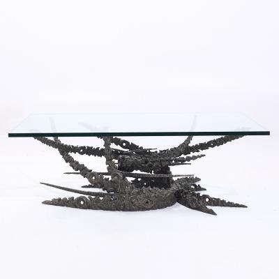 Daniel Gluck Daniel Gluck Mid Century Bronze Brutalist Swirl Coffee Table