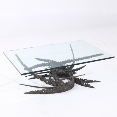 Daniel Gluck Daniel Gluck Mid Century Bronze Brutalist Swirl Coffee Table