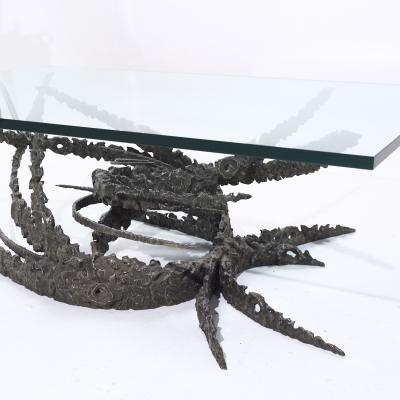 Daniel Gluck Daniel Gluck Mid Century Bronze Brutalist Swirl Coffee Table