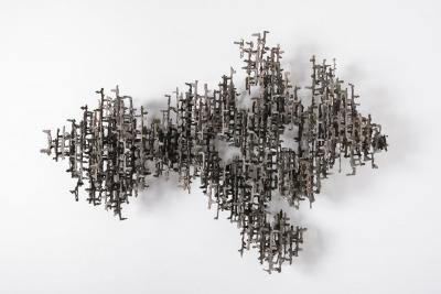 Daniel Gluck Large Brutalist Welded Steel Wall Sculpture by Dan Gluck 1970s