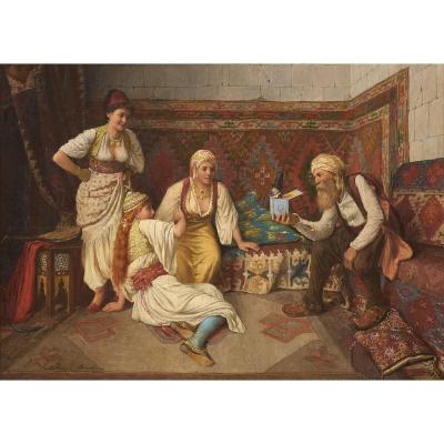 Daniel Israel Antique Orientalist and anti Semitic oil painting by Daniel Israel