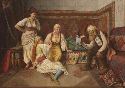 Daniel Israel Antique Orientalist and anti Semitic oil painting by Daniel Israel