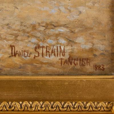 Daniel J Strain Large 19th century American Orientalist painting by Strain