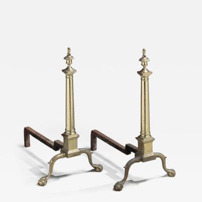 Daniel King CHIPPENDALE BRASS ANDIRONS