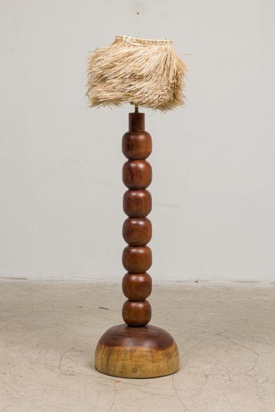 Daniel Orozco Mexican Contemporary Natural Jabin Wood Floor Lamp with Palm Screen