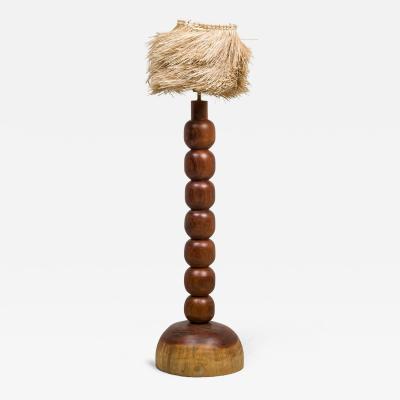 Daniel Orozco Mexican Contemporary Natural Jabin Wood Floor Lamp with Palm Screen