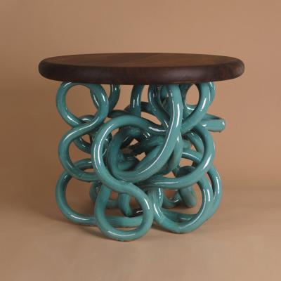 Daniel Shapiro Squiggle Table with Walnut Top