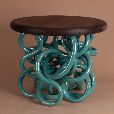Daniel Shapiro Squiggle Table with Walnut Top