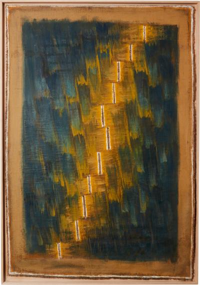 Danil Panagopoulos large oil on jute framed 1989
