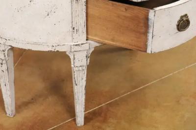 Danish 1790s Louis XVI Period Painted Carved Demilune Two Drawer Chest LiL