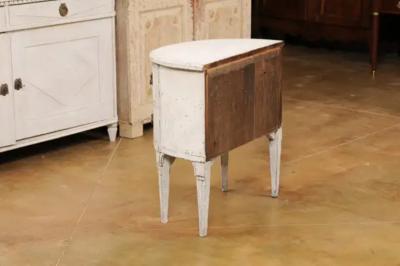 Danish 1790s Louis XVI Period Painted Carved Demilune Two Drawer Chest LiL