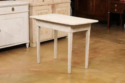 Danish 1800s Painted Wood Console Table with Two Drawers and Fluted Motifs