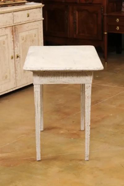Danish 1800s Painted Wood Console Table with Two Drawers and Fluted Motifs