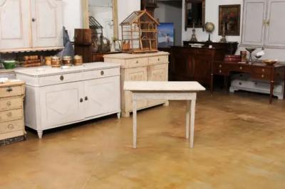 Danish 1800s Painted Wood Console Table with Two Drawers and Fluted Motifs