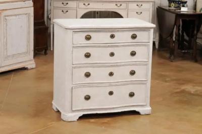 Danish 1880s Off White Painted Serpentine Front Chest with Graduated Drawers