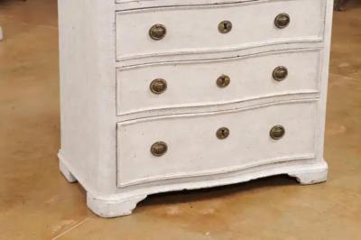 Danish 1880s Off White Painted Serpentine Front Chest with Graduated Drawers