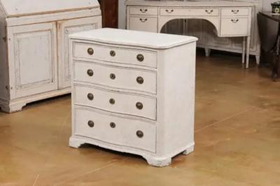 Danish 1880s Off White Painted Serpentine Front Chest with Graduated Drawers