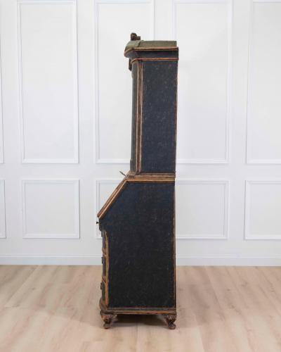 Danish 18th Century Bow Fronted Rococo Secretary