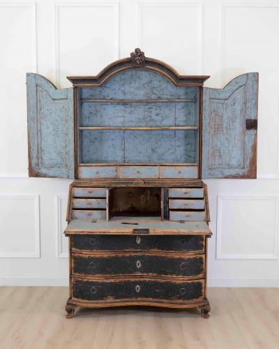 Danish 18th Century Bow Fronted Rococo Secretary