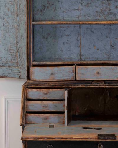 Danish 18th Century Bow Fronted Rococo Secretary