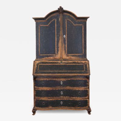 Danish 18th Century Bow Fronted Rococo Secretary