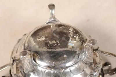 Danish 1930s Johannes Siggaard Three Piece Silver Coffee Set with Ebony Handle