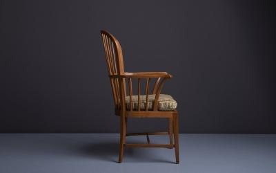 Danish 1950s Oak Windsor Arm Chair with Webbed Seat